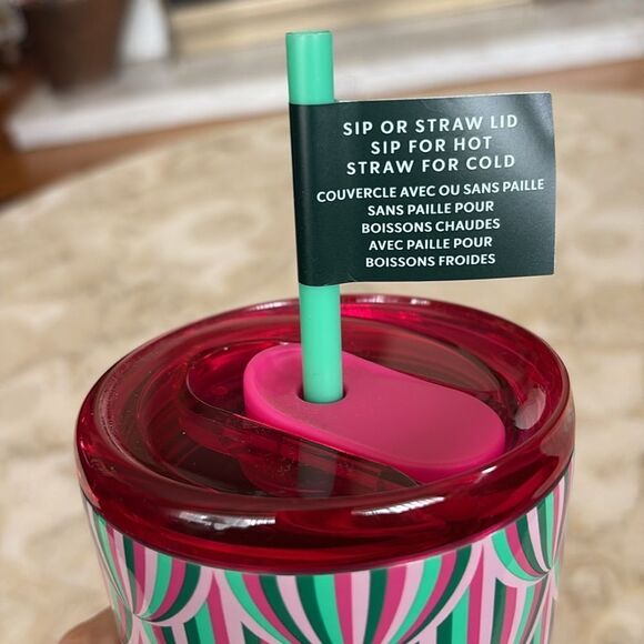 NWT Starbucks 2024 Holiday Green Pink Metallic Hot & Cold Insulated Tumbler - Picture 6 of 12